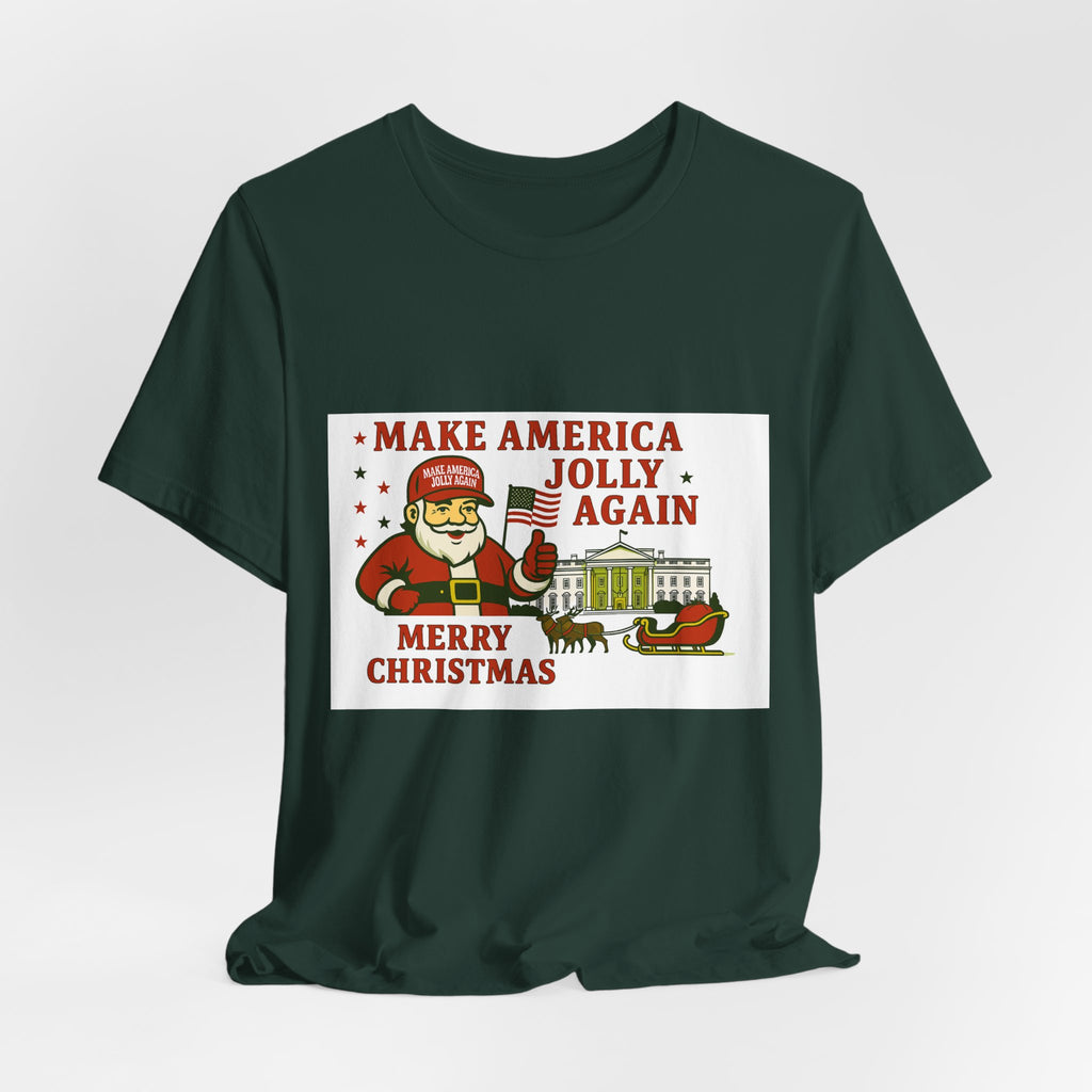 T-Shirt — "Make America Jolly Again" Merry Christmas Santa White Tee
