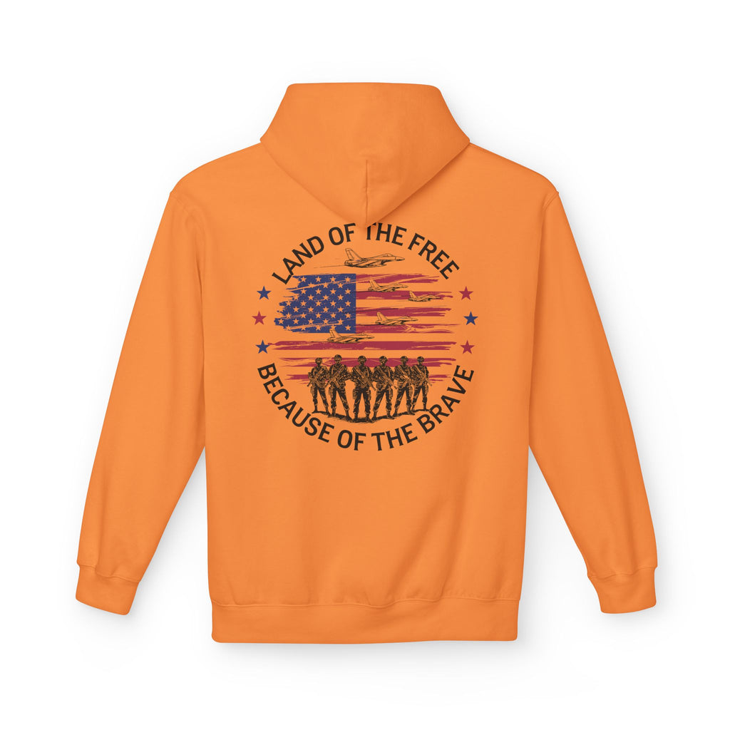 Land of the Free Because of the Brave Hoodie | American Flag Soldiers
