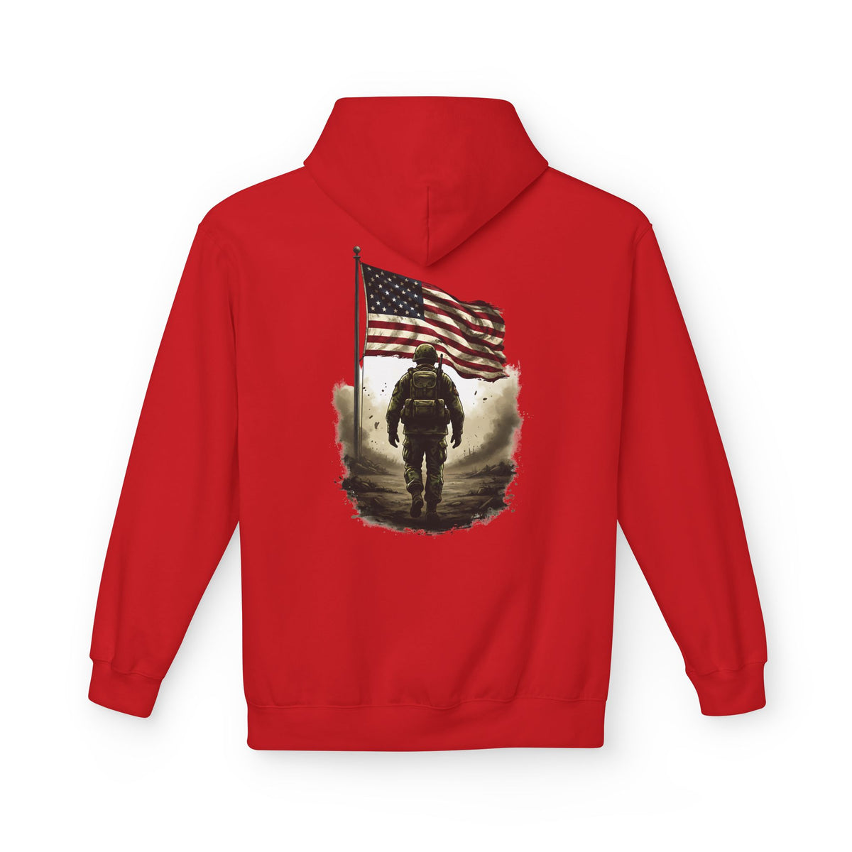American Flag Soldier back print Hoodie | Patriotic veteran military design