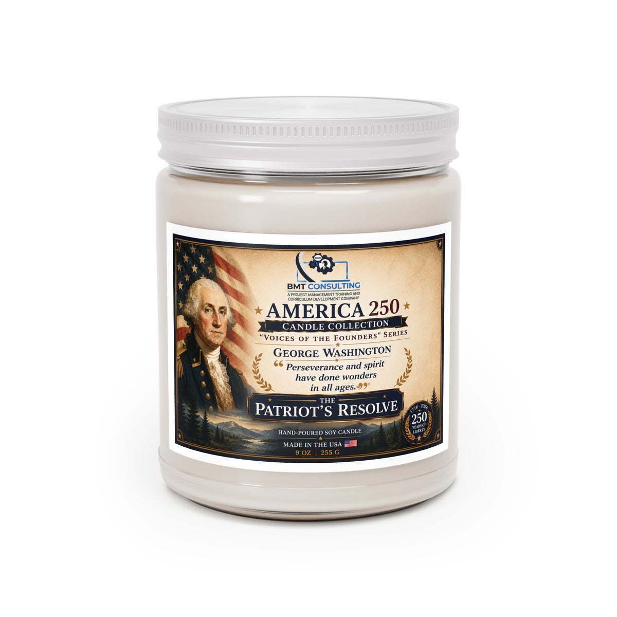 George Washington Portrait Patriotic Candle | 9oz Soy Candle