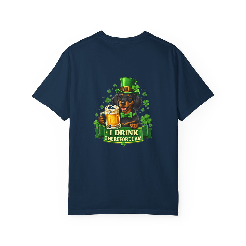St. Patrick's Day Dachshund T-Shirt - 'I Drink Therefore I Am' Beer Graphic