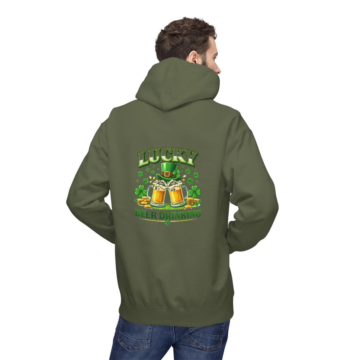 Hoodie — "Lucky Beer Drinking" St. Patrick's Day Shamrock Sweatshirt