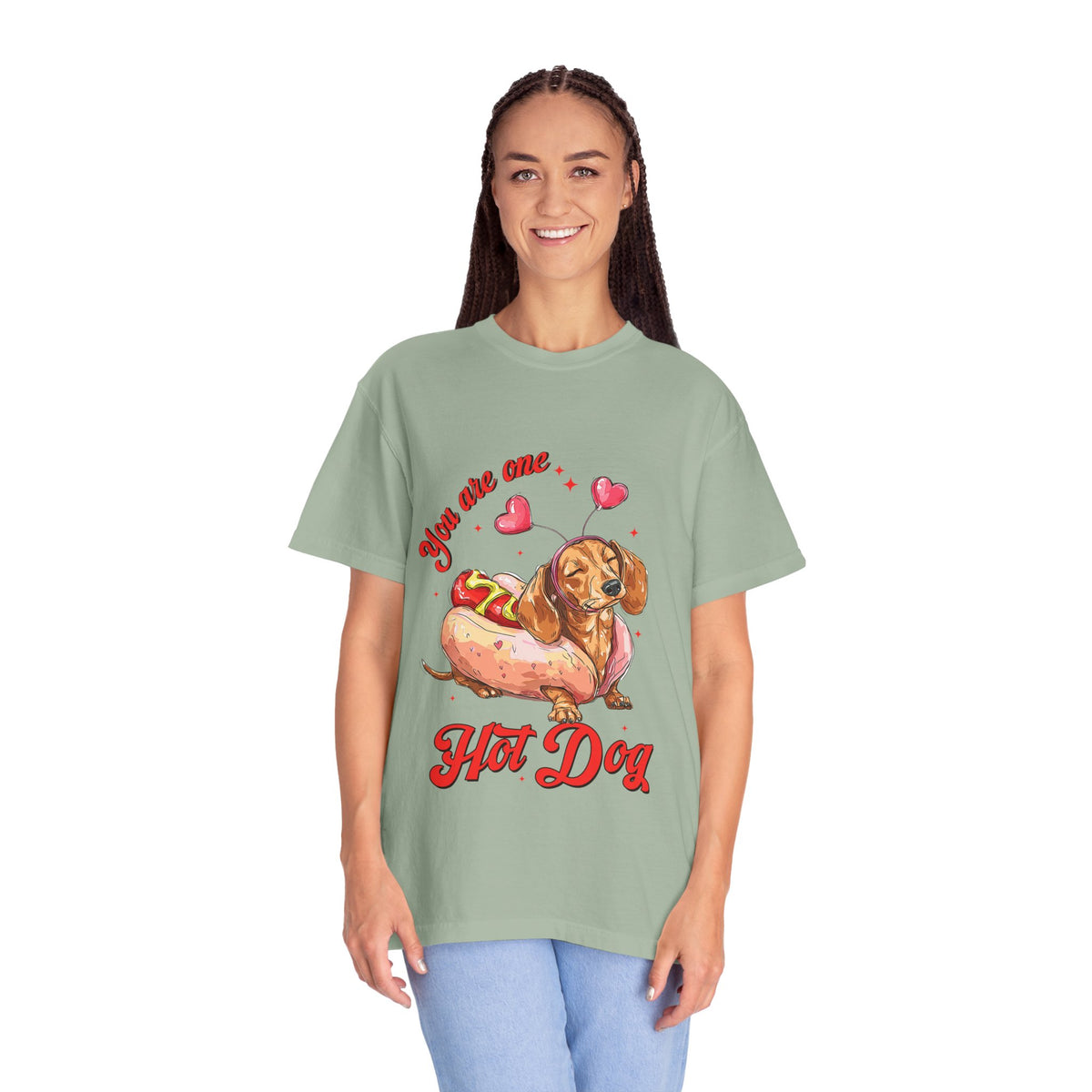 You Are One Hot Dog T-Shirt — Cute Dachshund Valentine Graphic Tee