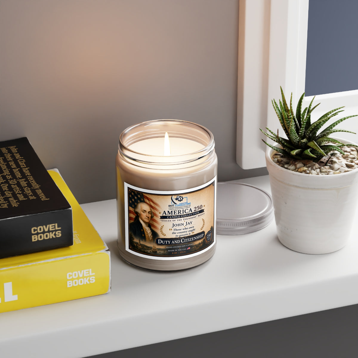 America 250 John Jay Portrait Duty and Citizenship Candle | Soy Candle 9oz