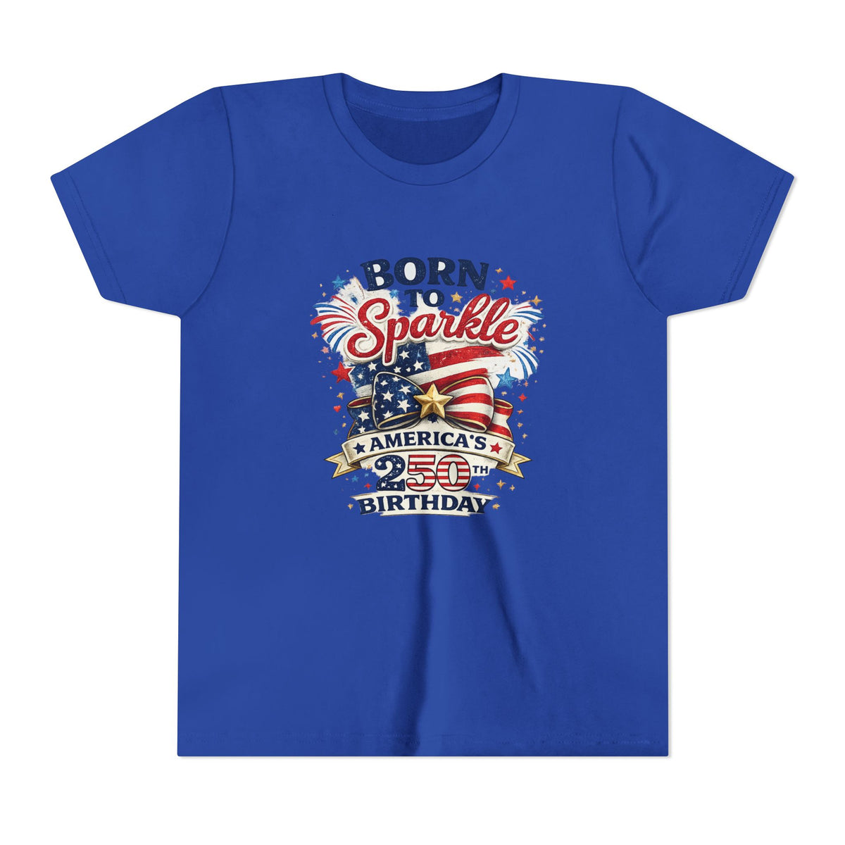 Born to Sparkle Youth Tee | America 250th Birthday Patriotic Stars