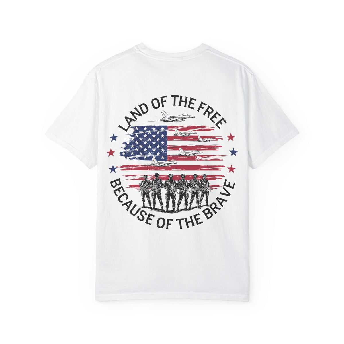 Land of the Free Because of the Brave T-Shirt | American Flag Soldiers
