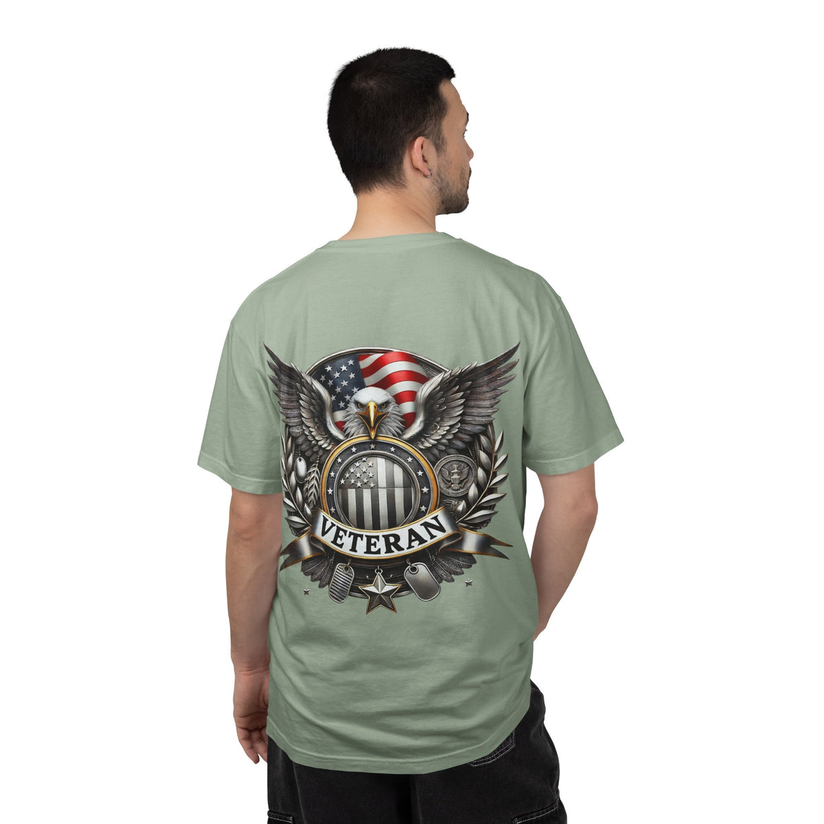 American Flag Eagle Veteran T-shirt | Military Emblem Tee