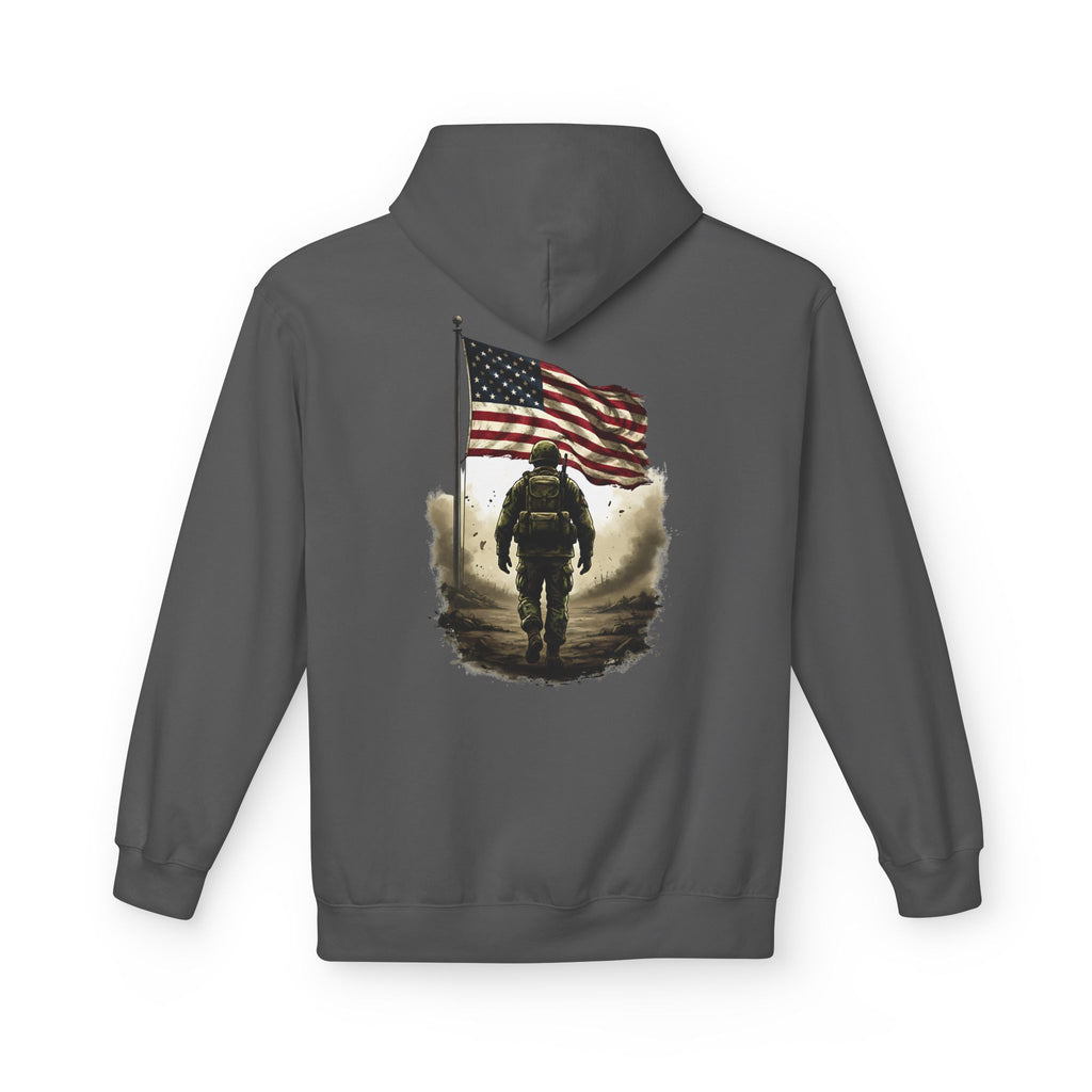 American Flag Soldier back print Hoodie | Patriotic veteran military design