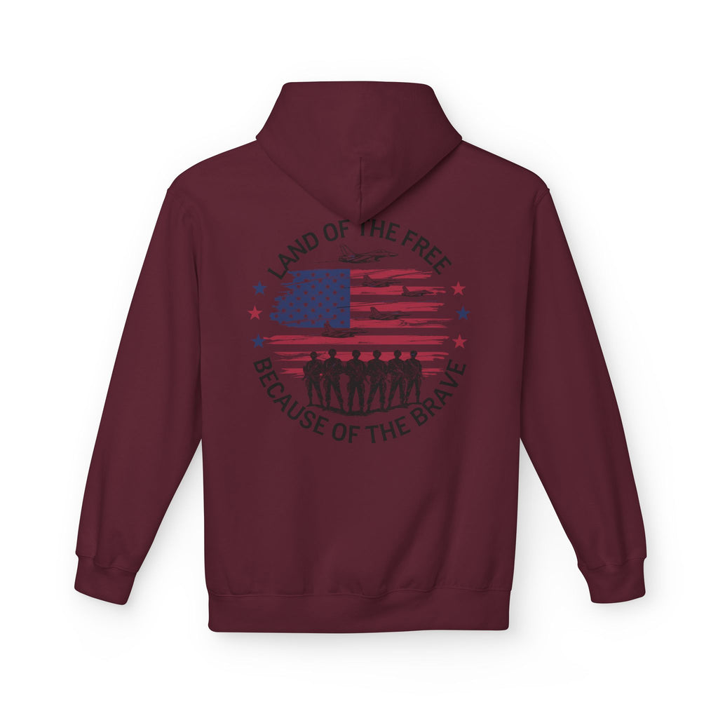 Land of the Free Because of the Brave Hoodie | American Flag Soldiers