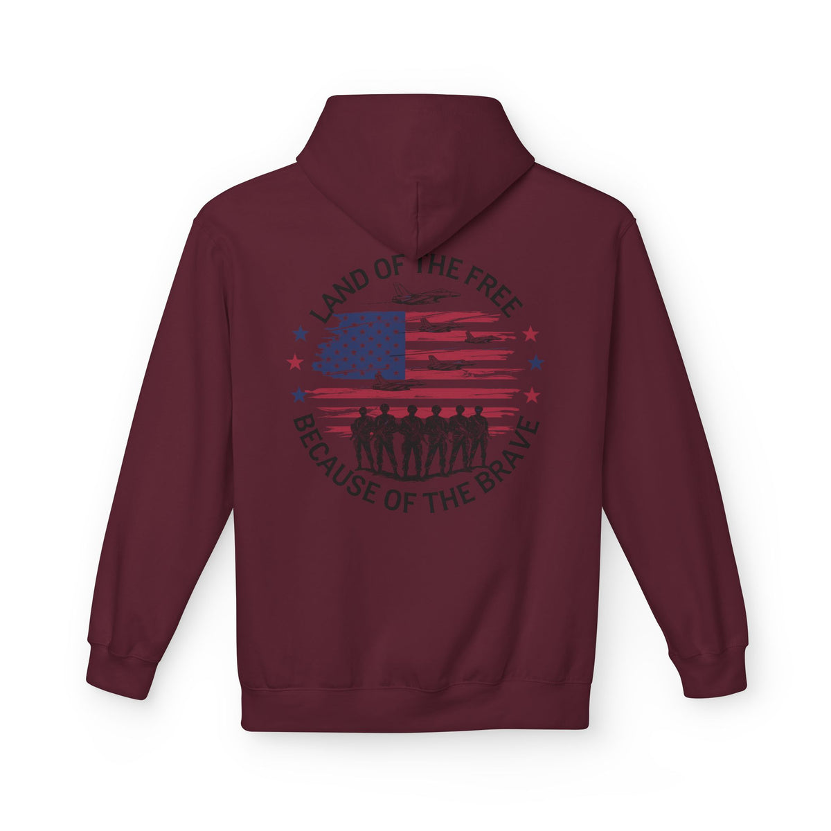 Land of the Free Because of the Brave Hoodie | American Flag Soldiers