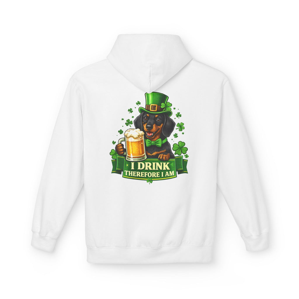 Dachshund Leprechaun I Drink Therefore I Am Hoodie | St. Patrick's Day Beer Shamrock