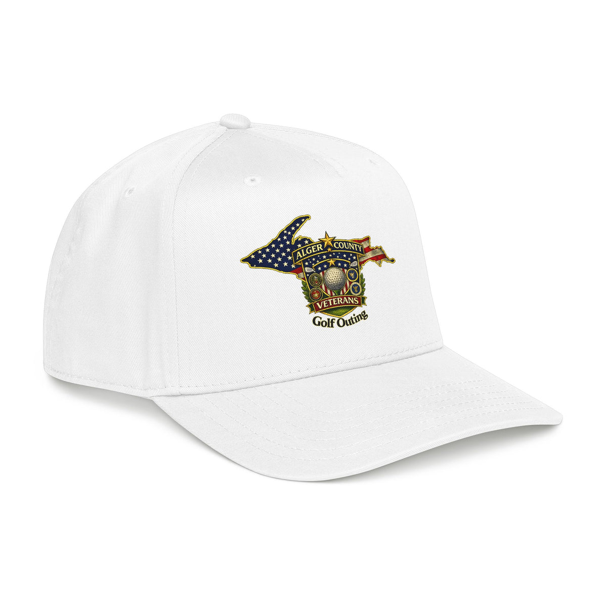 Alger County Veterans Golf Outing Mid Profile Baseball Cap | Michigan flag emblem