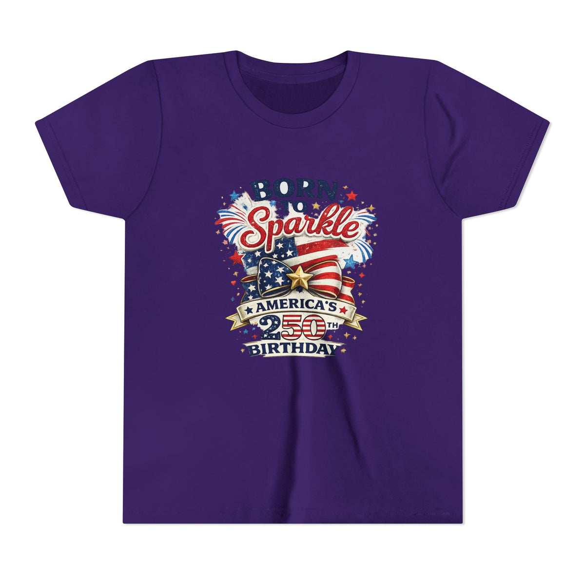 Born to Sparkle Youth Tee | America 250th Birthday Patriotic Stars