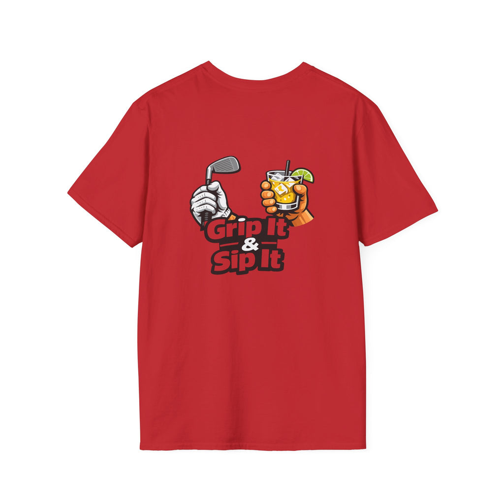 Grip It & Sip It Golf T-Shirt | Golf Club and Cocktail Graphic