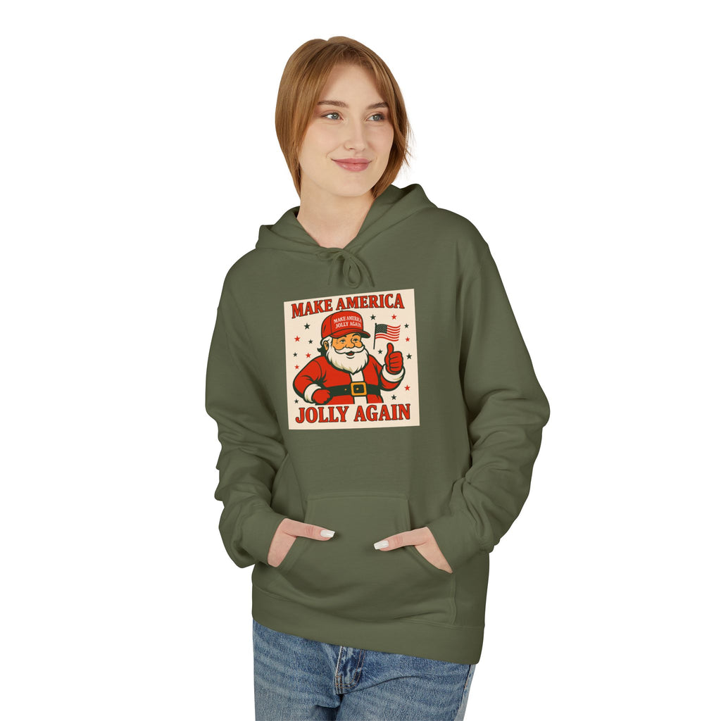 Make America Jolly Again Hoodie — Retro Santa Christmas Pullover