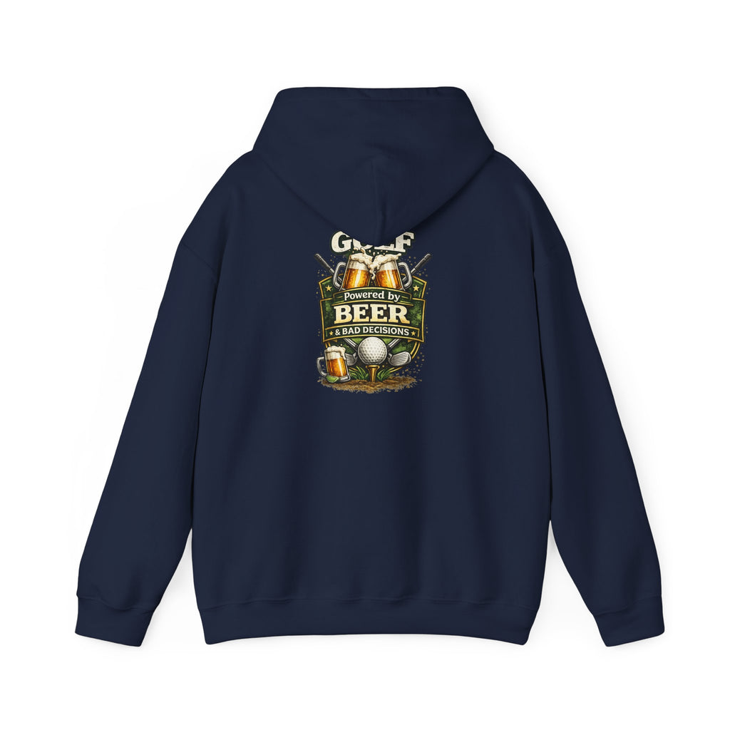 Powered by Beer hoodie | brewery crest, beer mugs, hops design