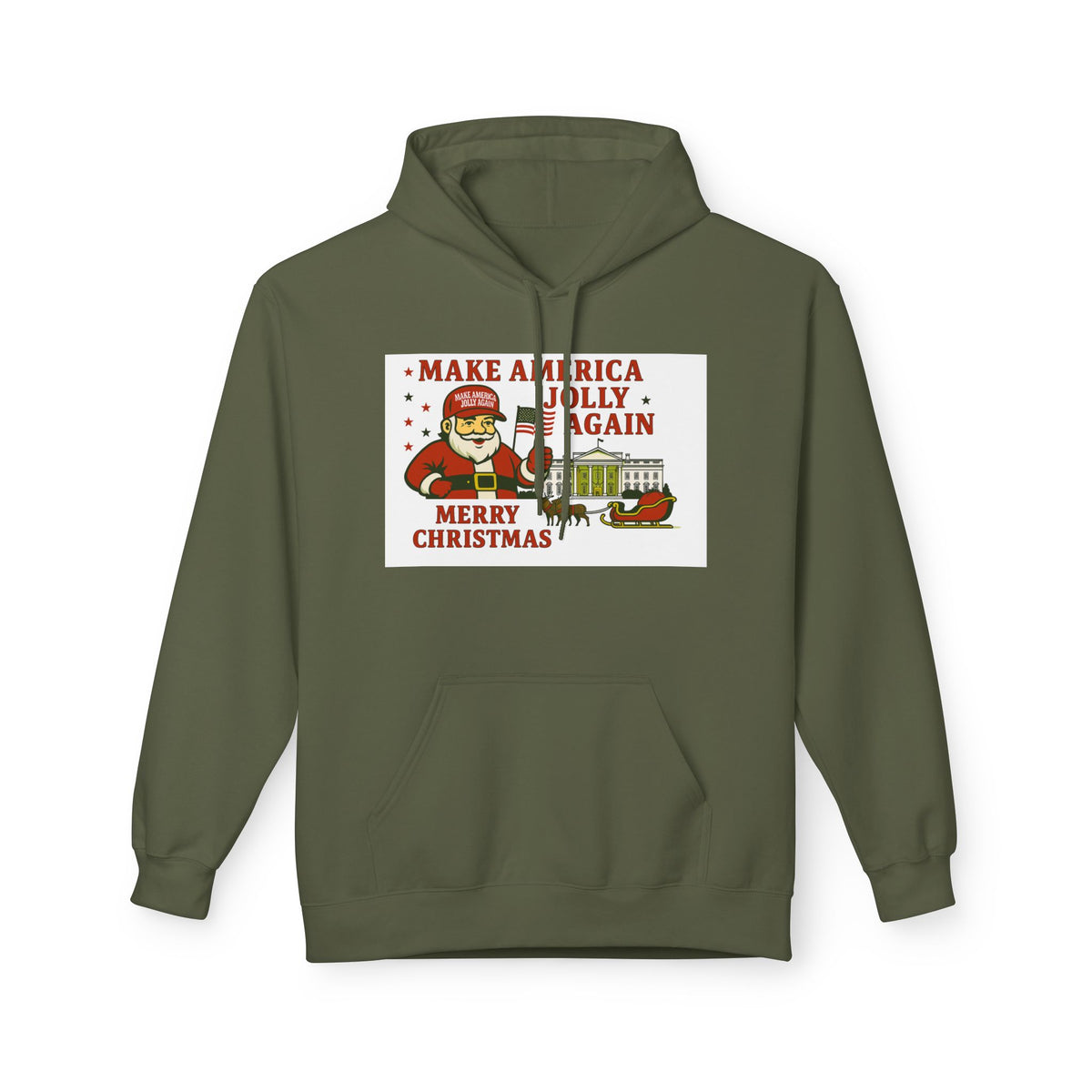 Make America Jolly Again Christmas Hoodie — Santa & White House Holiday Sweatshirt