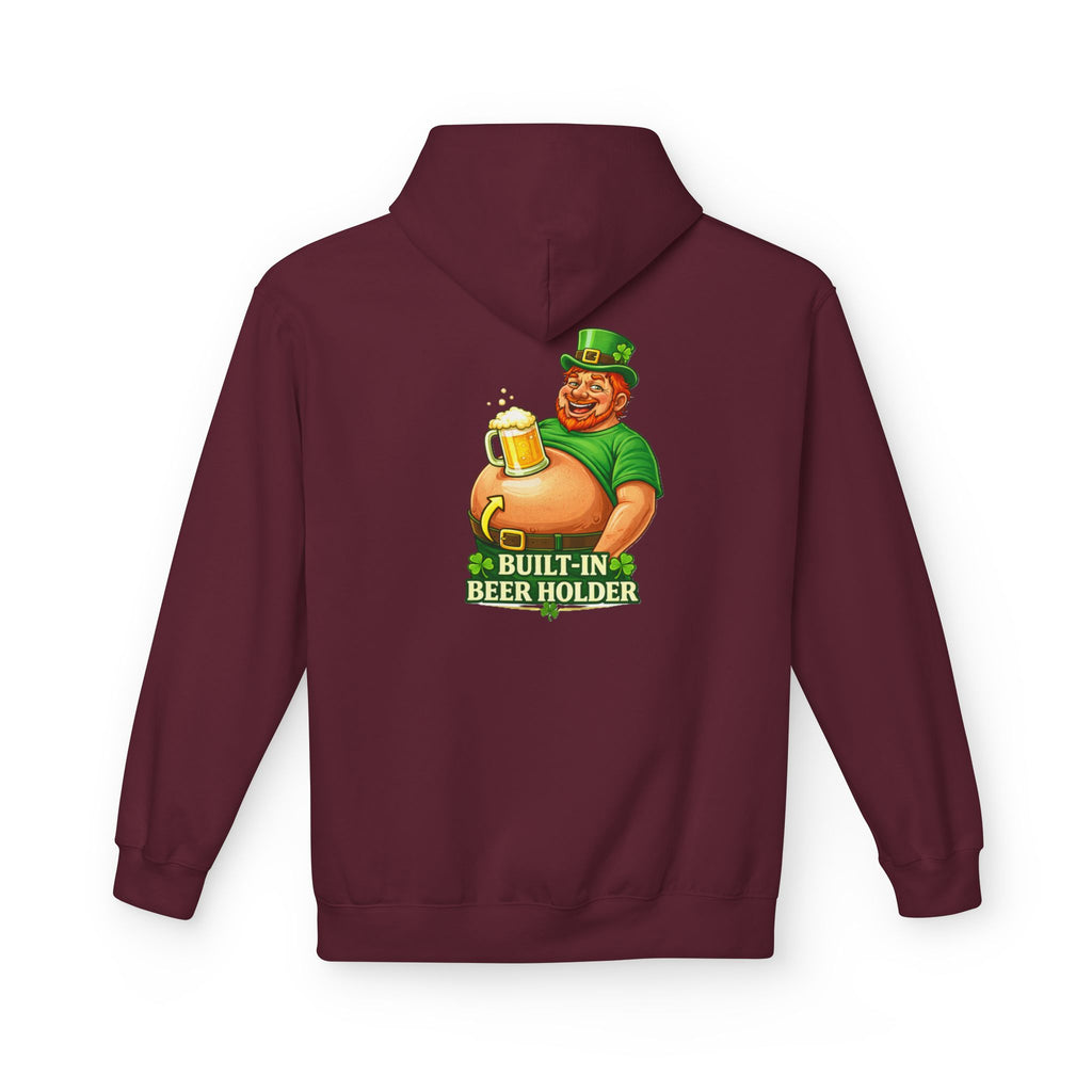 St. Patrick's Day Hoodie — 'Built-In Beer Holder' Leprechaun Beer Graphic