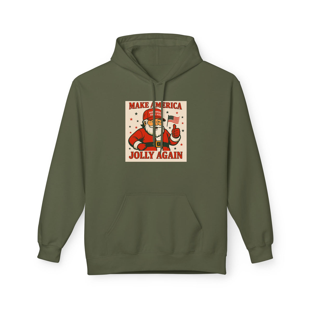 Make America Jolly Again Hoodie — Retro Santa Christmas Pullover