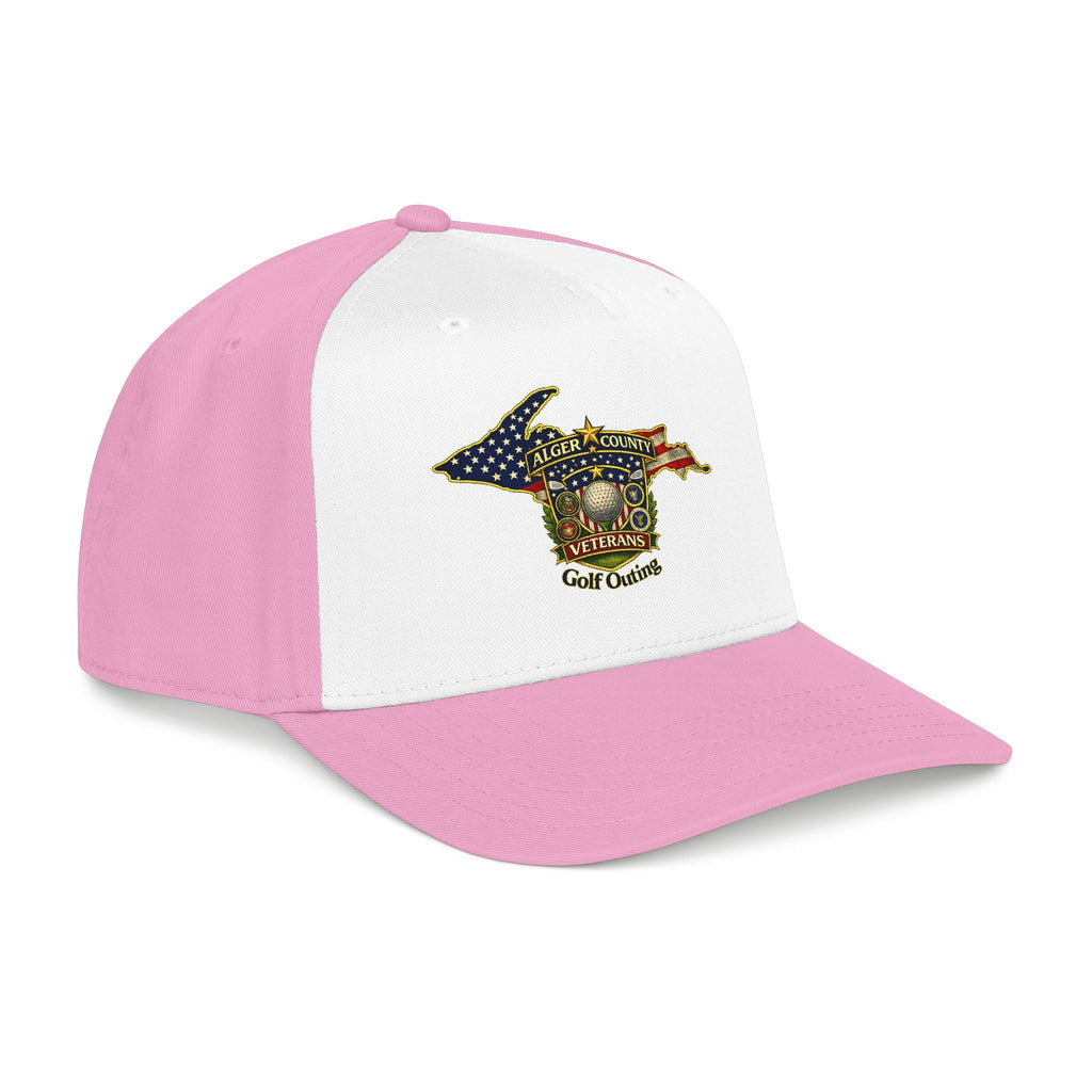 Alger County Veterans Golf Outing Mid Profile Baseball Cap | Michigan flag emblem