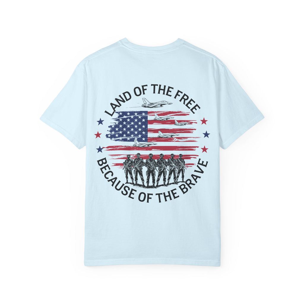 Land of the Free Because of the Brave T-Shirt | American Flag Soldiers