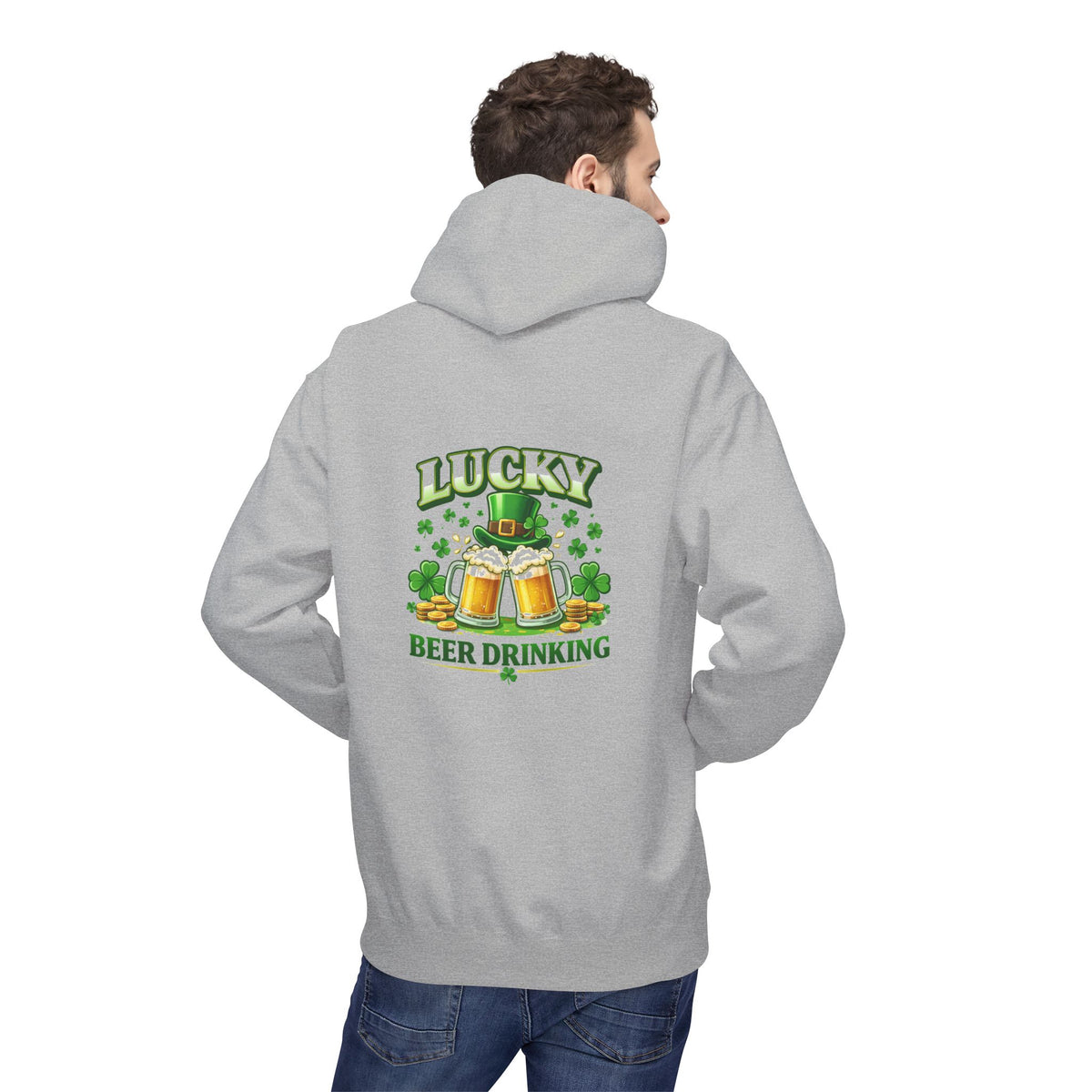 Hoodie — "Lucky Beer Drinking" St. Patrick's Day Shamrock Sweatshirt