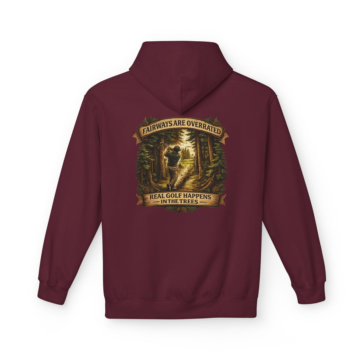 Fairways are Overrated Illustration Hoodie | 'Fairways Are Overrated' Woodland Golf Design