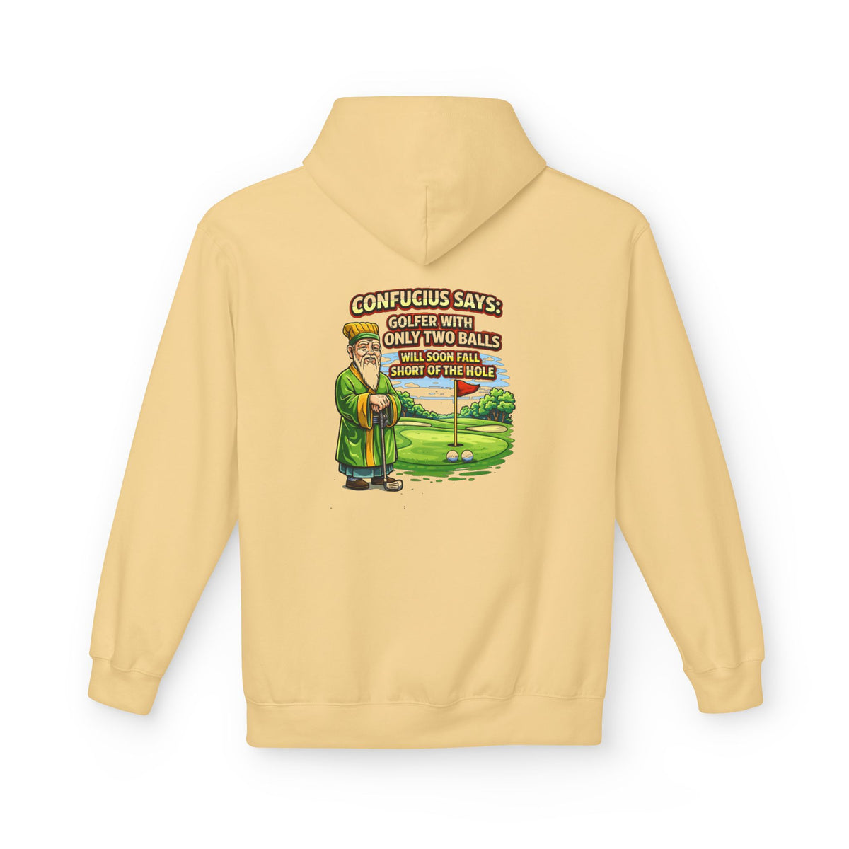 Confucius Says Golf Humor Hoodie | Funny Golf Cartoon, Two Balls Joke