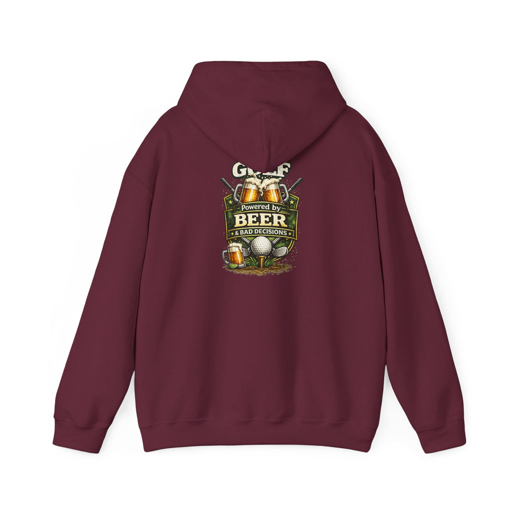 Powered by Beer hoodie | brewery crest, beer mugs, hops design