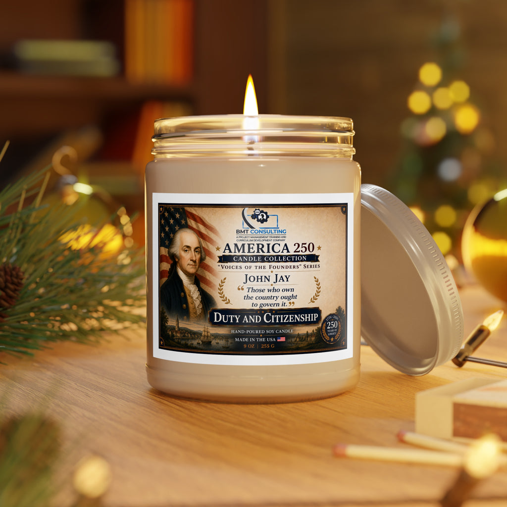 America 250 John Jay Portrait Duty and Citizenship Candle | Soy Candle 9oz