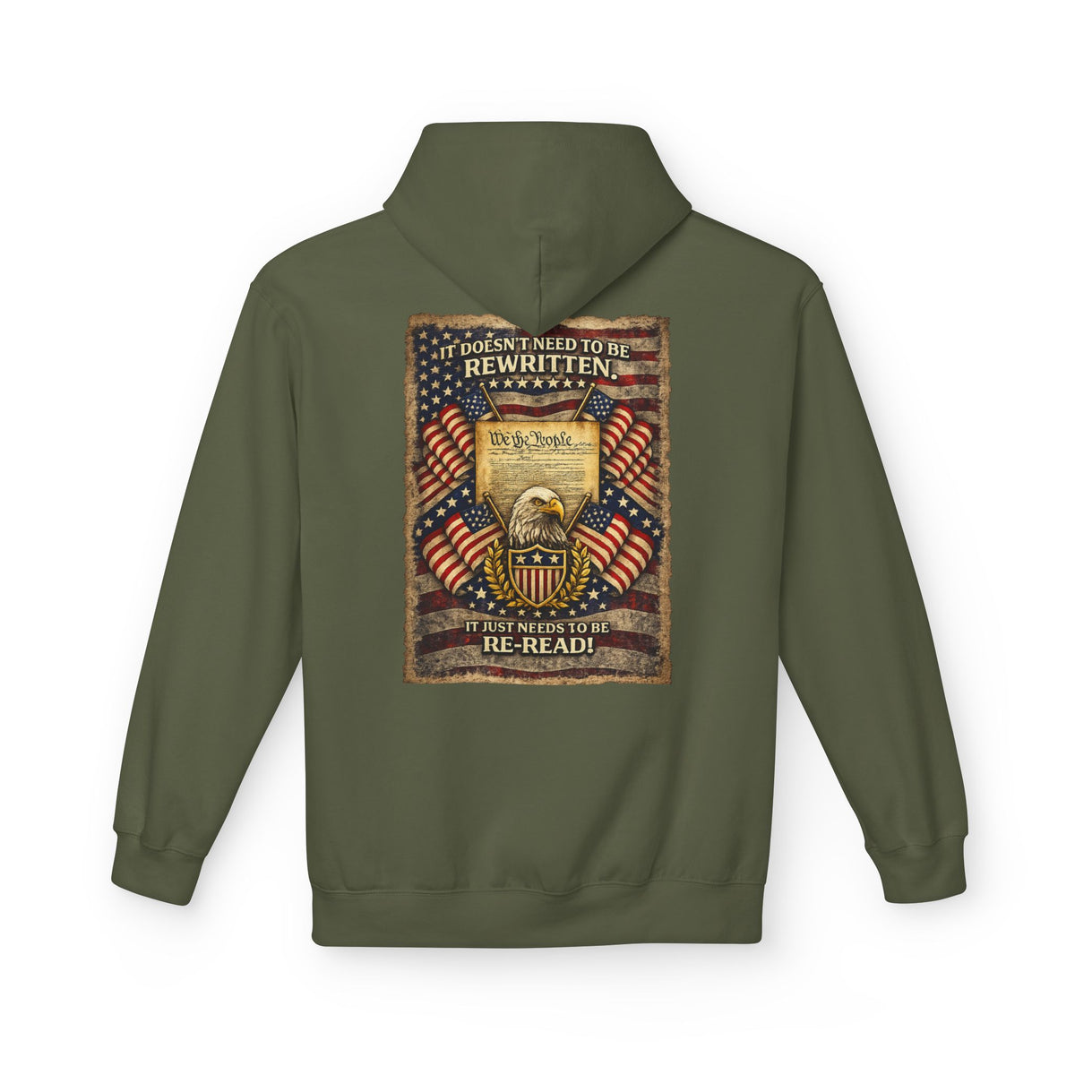 Constitution & Bald Eagle Hoodie | Patriotic American Flag, Historical Document Design