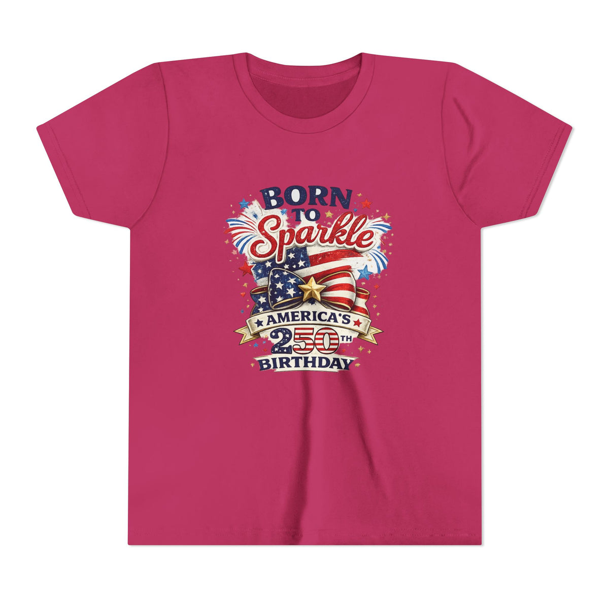 Born to Sparkle Youth Tee | America 250th Birthday Patriotic Stars