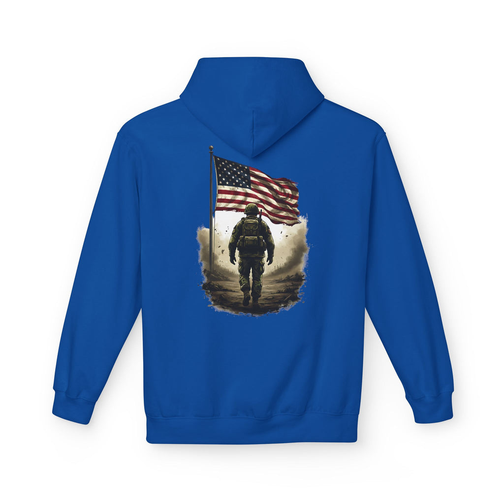 American Flag Soldier back print Hoodie | Patriotic veteran military design