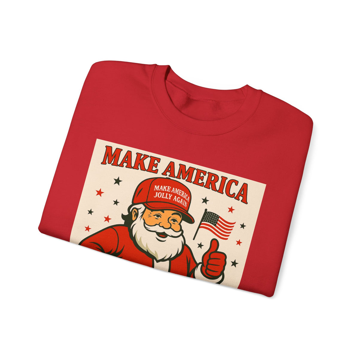 Crewneck Sweatshirt — "Make America Jolly Again" Vintage Santa Holiday Pullover