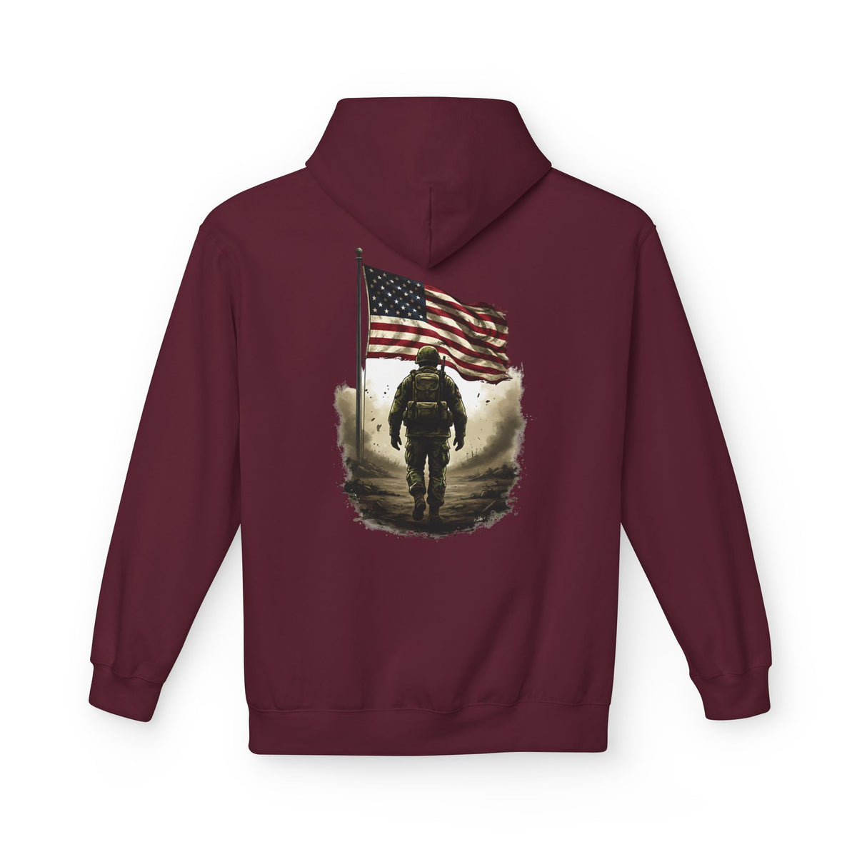 American Flag Soldier back print Hoodie | Patriotic veteran military design