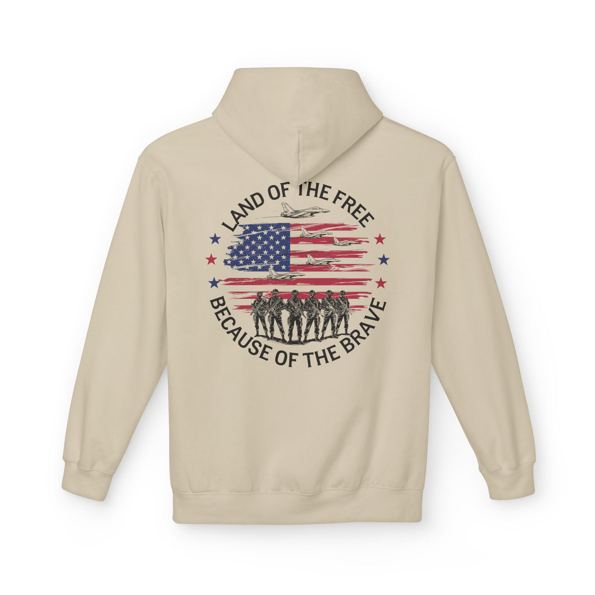 Land of the Free Because of the Brave Hoodie | American Flag Soldiers