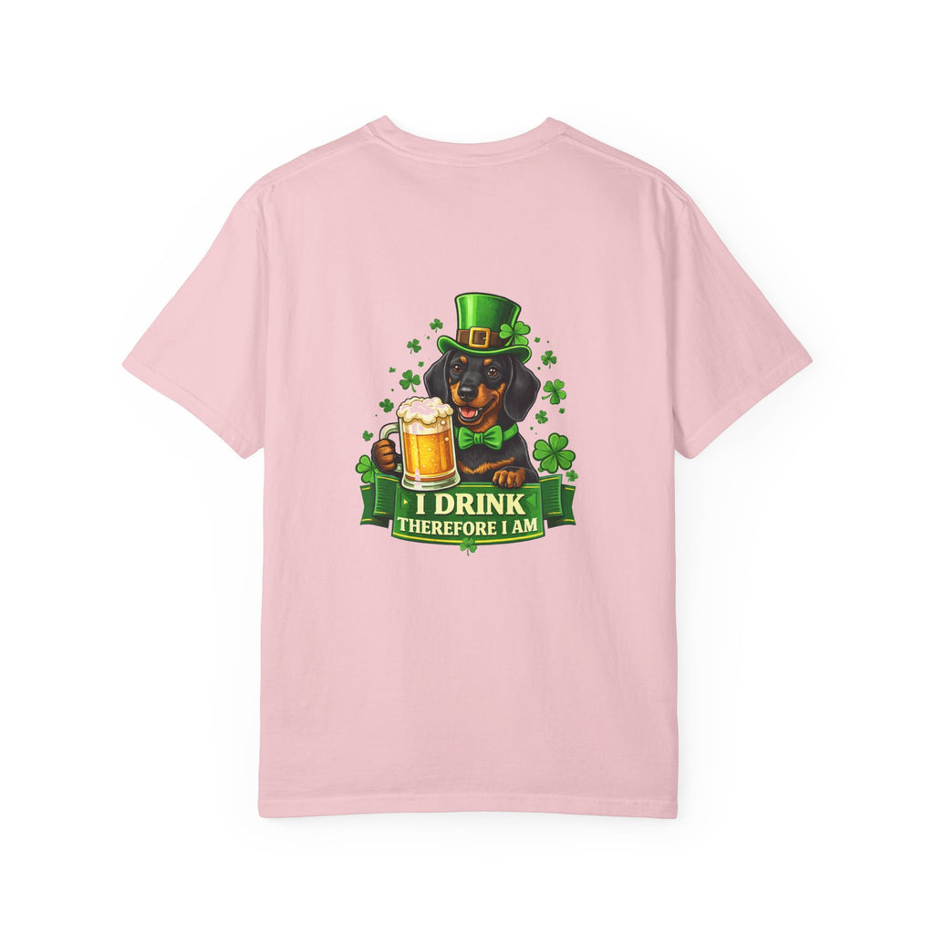 St. Patrick's Day Dachshund T-Shirt - 'I Drink Therefore I Am' Beer Graphic