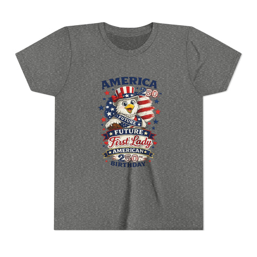 America Eagle Flag Birthday Youth Tee | Future First Lady Patriotic 4th of July