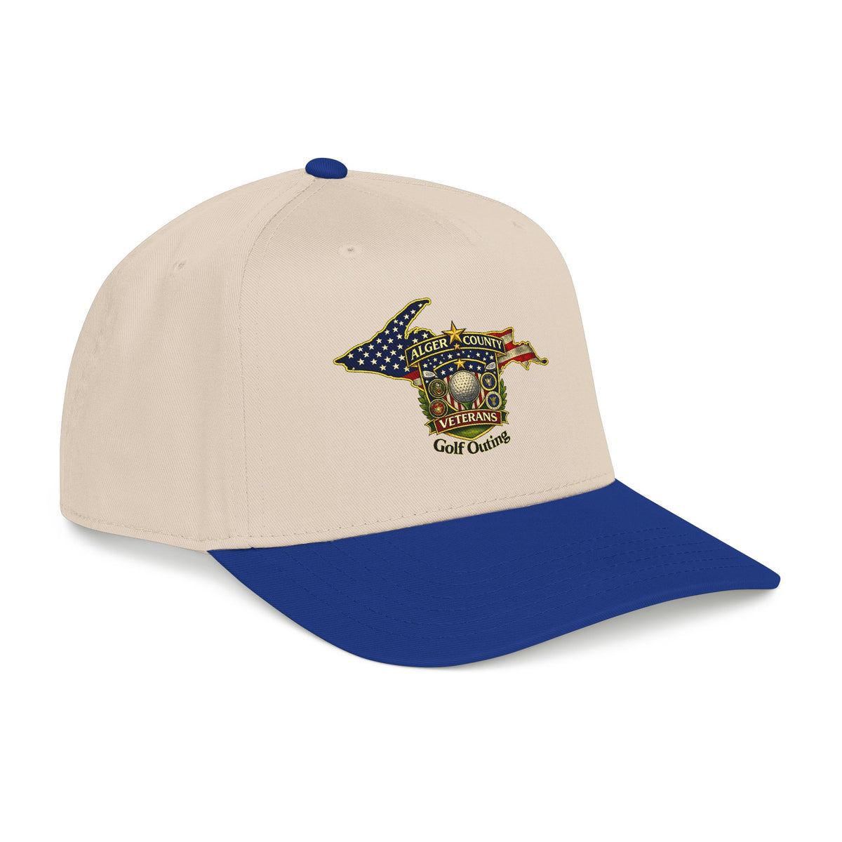 Alger County Veterans Golf Outing Mid Profile Baseball Cap | Michigan flag emblem