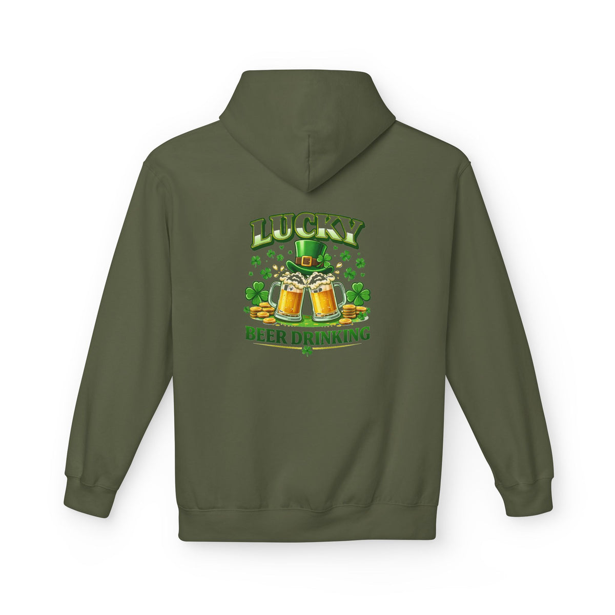 Hoodie — "Lucky Beer Drinking" St. Patrick's Day Shamrock Sweatshirt