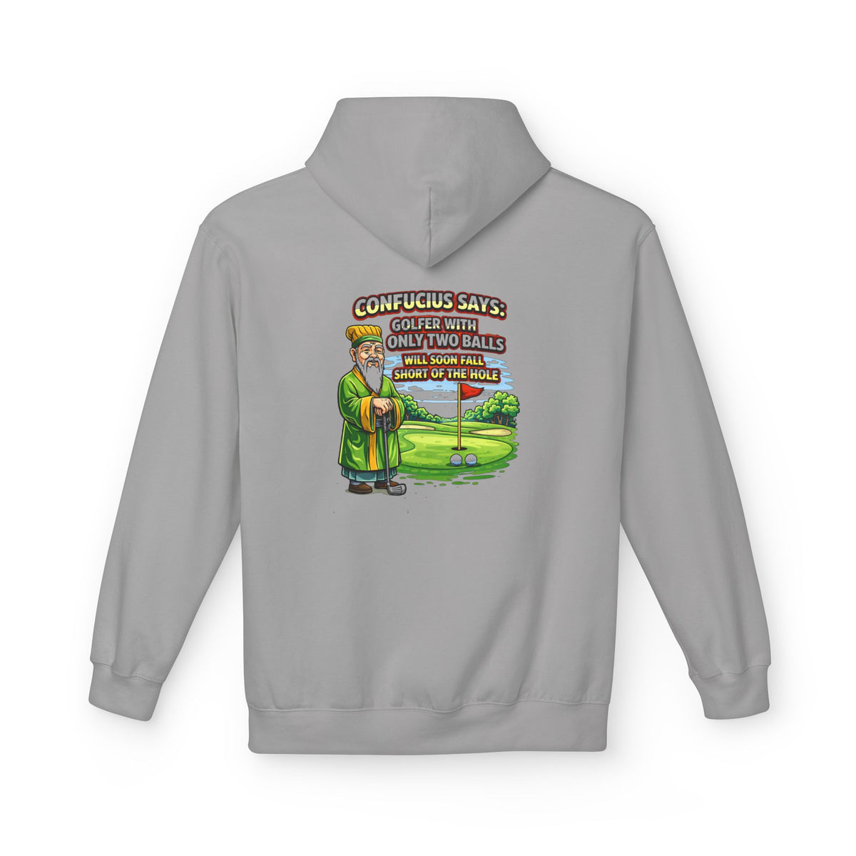 Confucius Says Golf Humor Hoodie | Funny Golf Cartoon, Two Balls Joke