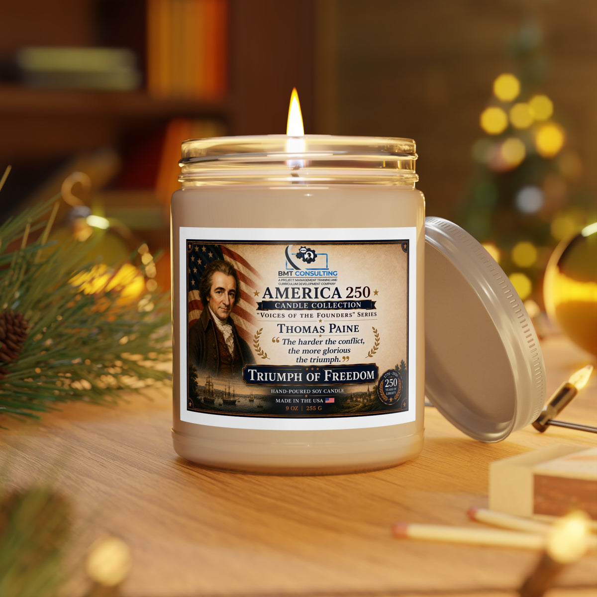 Triumph of Freedom Thomas Paine Candle, Soy Candle 9oz