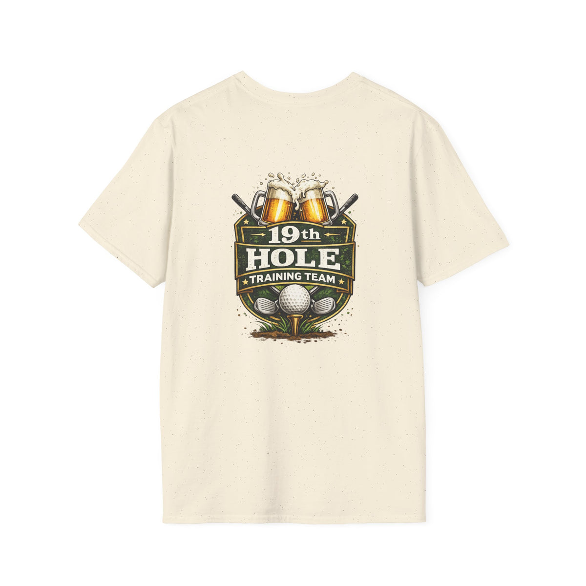 19th Hole Training Team T-Shirt | Golf Logo, Beer Cheers, Golf Ball & Clubs