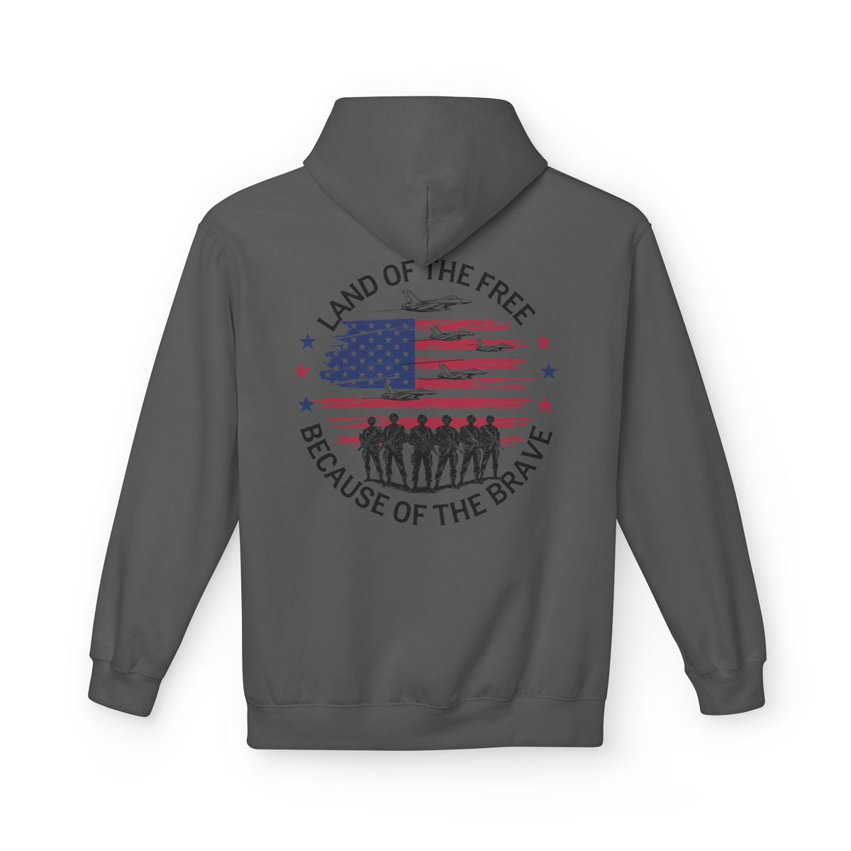 Land of the Free Because of the Brave Hoodie | American Flag Soldiers