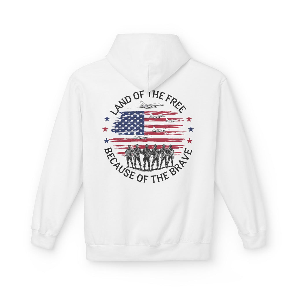 Land of the Free Because of the Brave Hoodie | American Flag Soldiers