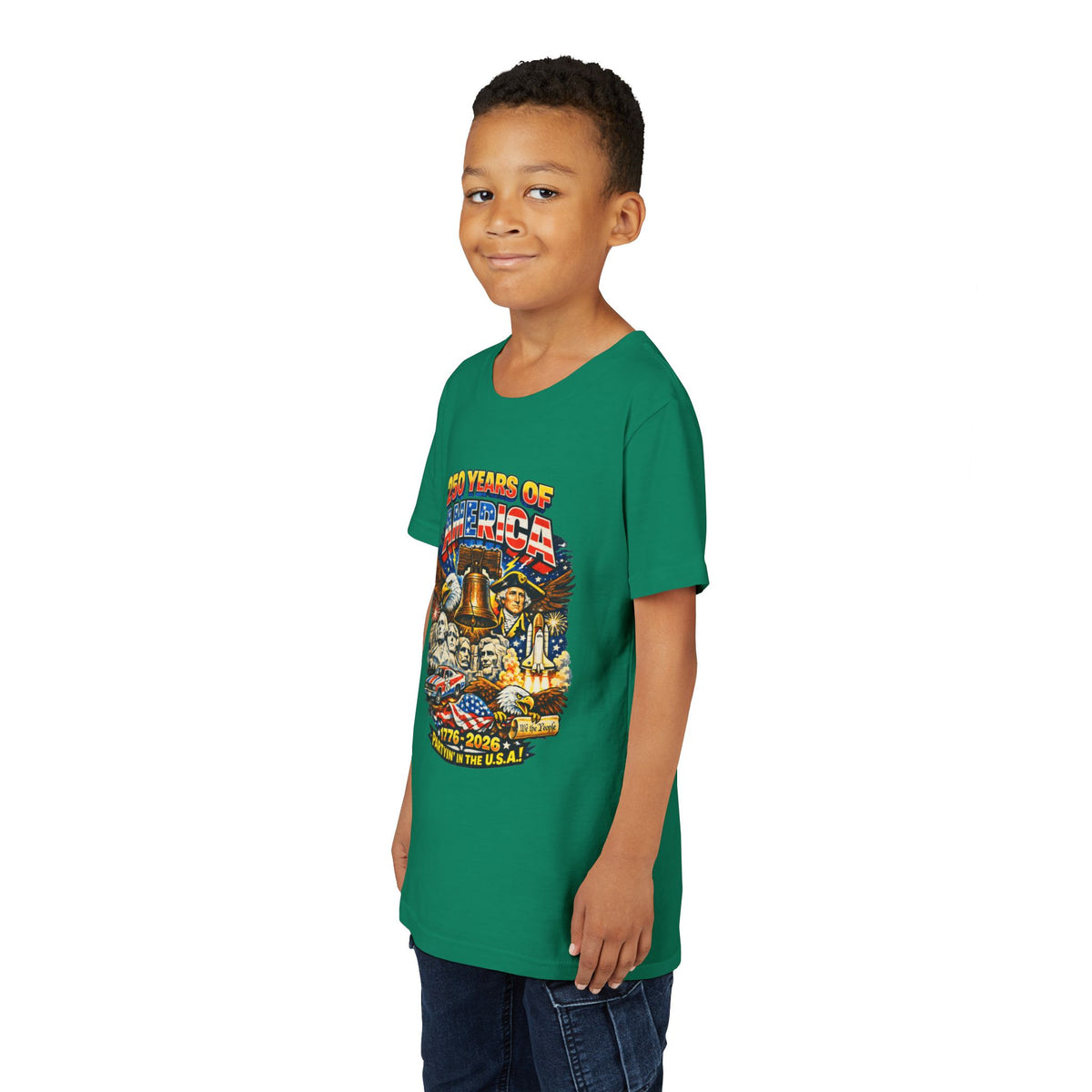 250 Years of America Youth Tee | 1776-2026 Patriotic Liberty Bell Eagle