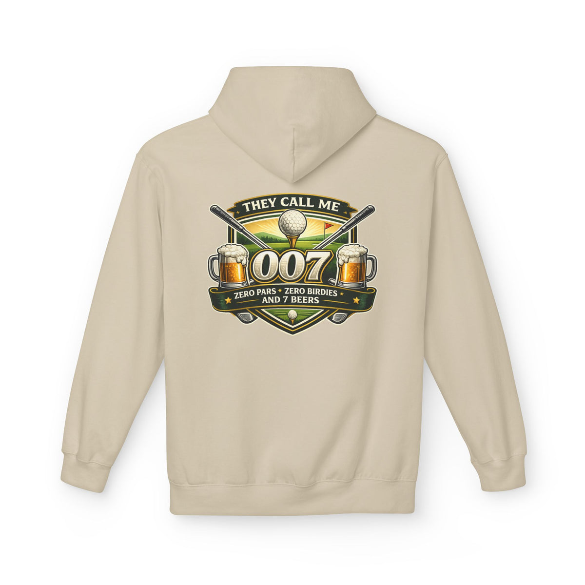 They Call Me 007 Golf Logo Hoodie | Golfers 007 Badge, Beer & Par Tee Design