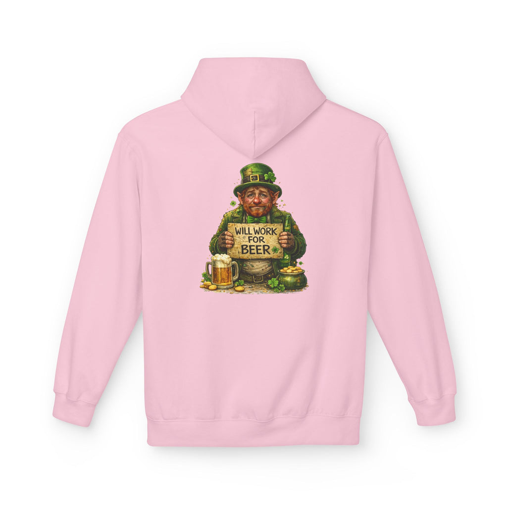 Will Work For Beer Hoodie | St. Patrick's Day Leprechaun Shamrock Design