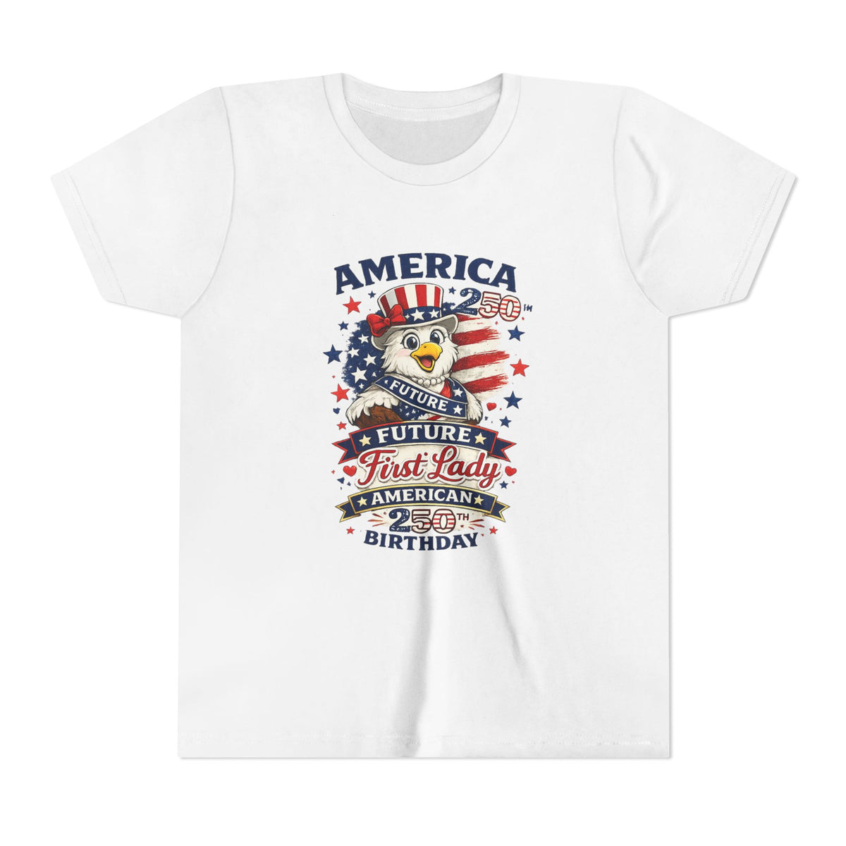 America Eagle Flag Birthday Youth Tee | Future First Lady Patriotic 4th of July