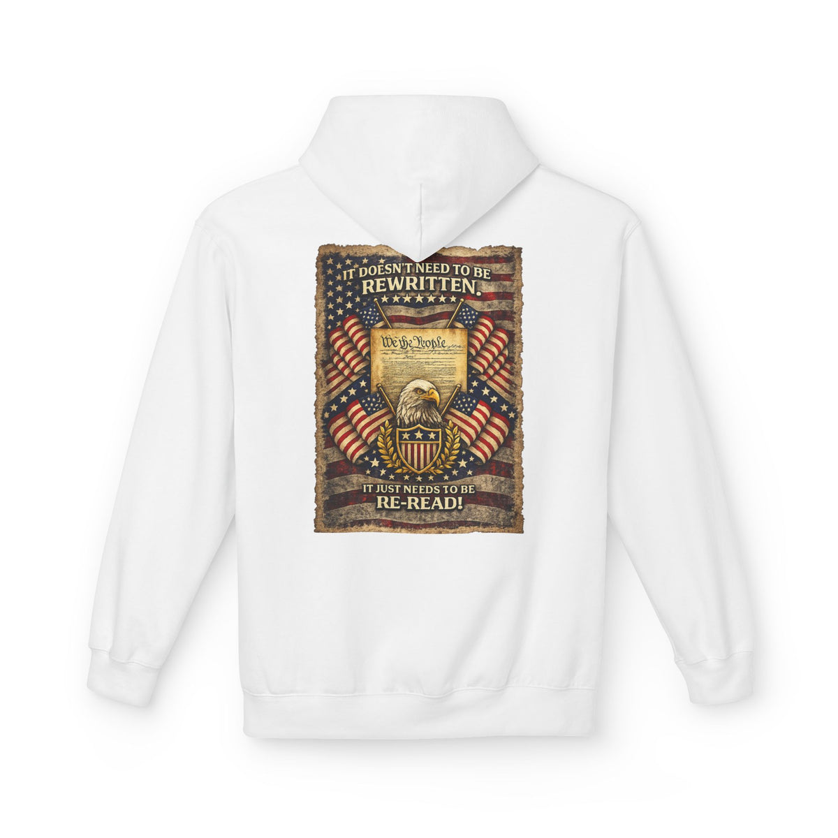 Constitution & Bald Eagle Hoodie | Patriotic American Flag, Historical Document Design